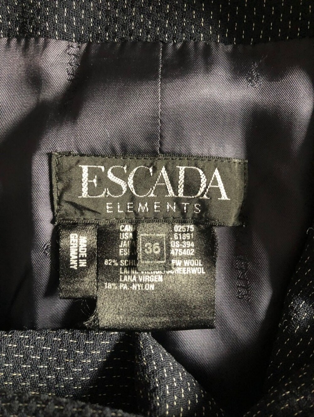Vintage Textured Escada Wool Blend Blazer Navy Two Button Jacket Size 36 - Picture 5 of 8